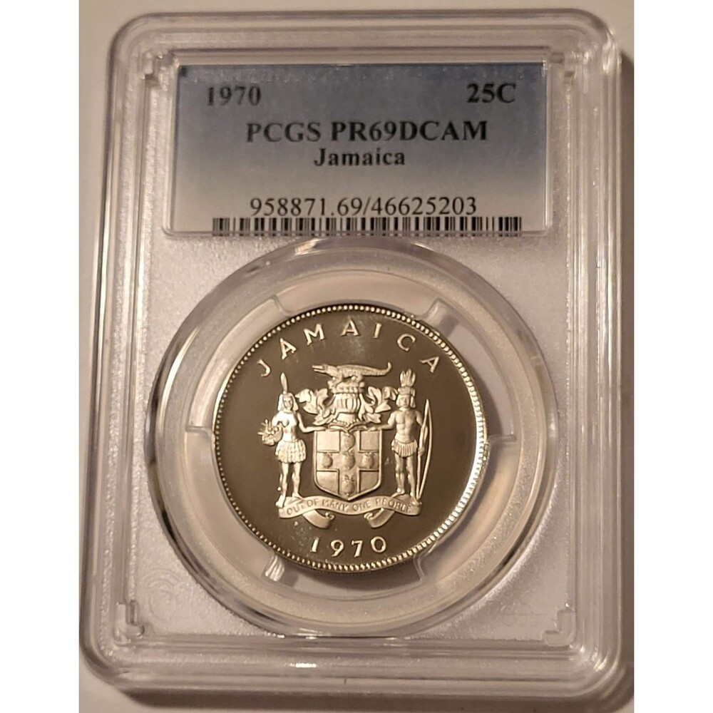 Jamaica 1970 25 Cents Proof PR69 DCAM PCGS rv hummingbird